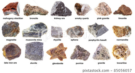 set of various brown unpolished rocks with names set of various brown unpolished rocks with names 85056057