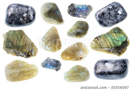 set of labradorite (labrador) stones cutout 85056097