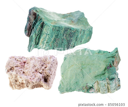 set of various Kaolinite stones cutout on white set of various Kaolinite stones cutout on white 85056103
