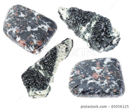 set of various Hornblende stones cutout on white set of various Hornblende stones cutout on white 85056125