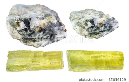 set of various heliodor crystals cutout on white set of various heliodor crystals cutout on white 85056129