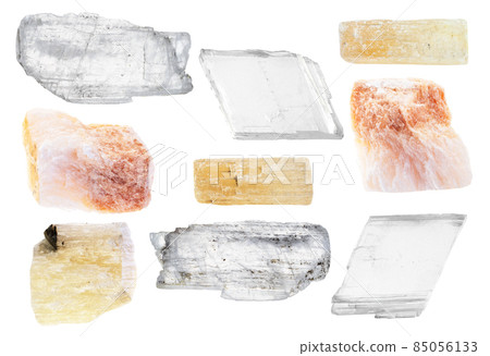 set of various gypsum stones cutout on white 85056133