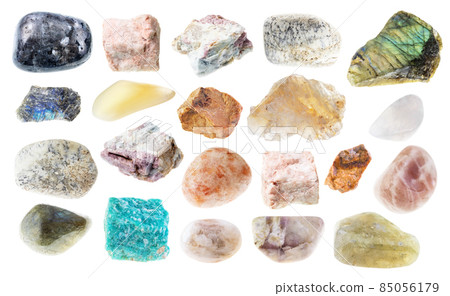 set of various feldspar stones cutout on white set of various feldspar stones cutout on white 85056179