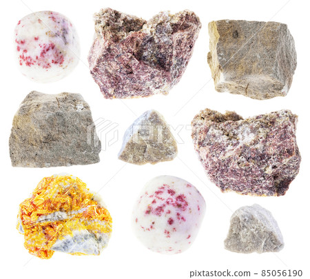 set of various dolomite stones cutout on white 85056190
