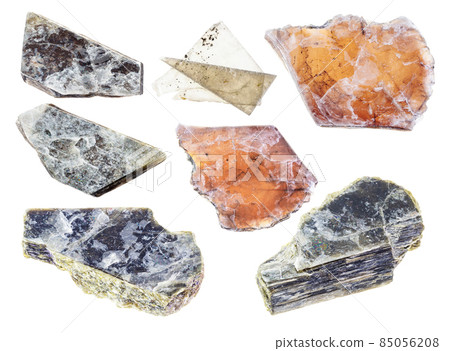 set of common mica sheets cutout on white set of common mica sheets cutout on white 85056208