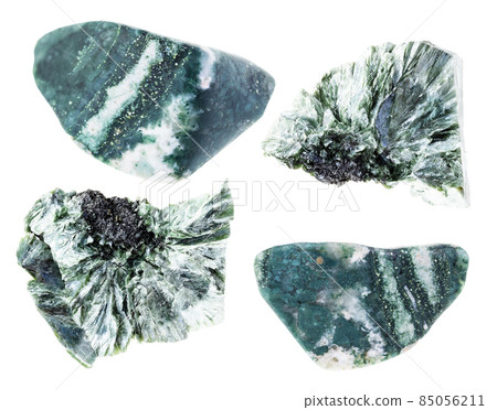 set of various clinochlore stones cutout on white 85056211