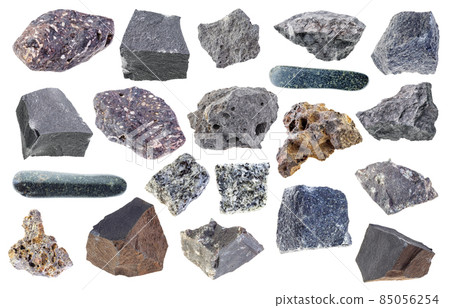 set of various basalt stones cutout on white set of various basalt stones cutout on white 85056254