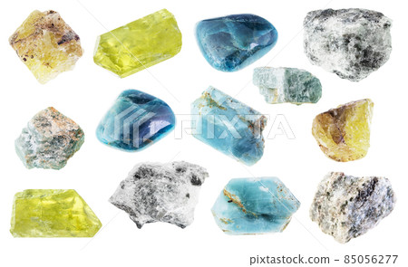set of various apatite stones cutout on white 85056277