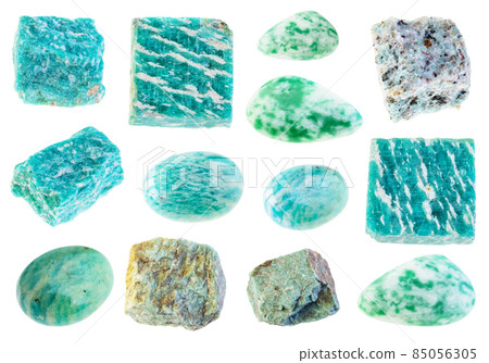 set of various amazonite gem stones cutout 85056305