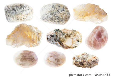set of various albite stones cutout on white set of various albite stones cutout on white 85056311