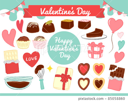 Hand drawn illustrations of chocolates and sweets for Valentine's Day Hand drawn illustrations of chocolates and sweets for Valentine's Day 85058860