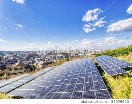 [HDR] Solar panels installed on the slopes of mountains 85059800