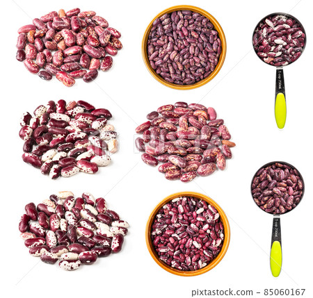 set of various red speckled beans cutout on white 85060167