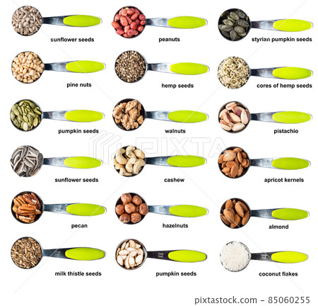 measuring tablespoons with various nuts cutout measuring tablespoons with various nuts cutout 85060255