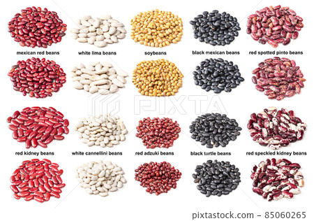set of piles of variuos beans cutout on white set of piles of variuos beans cutout on white 85060265