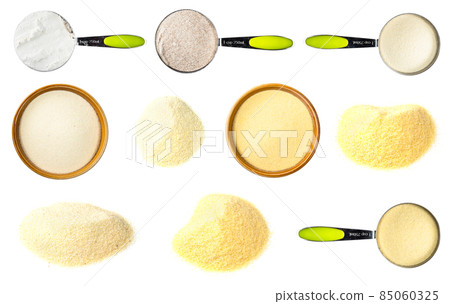 set of various powdered wheat cutout on white set of various powdered wheat cutout on white 85060325