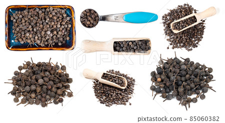 set of various cubeb pepper cutout on white 85060382