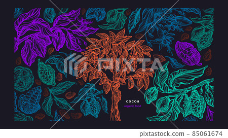 Cocoa forest. Fruit, grain. Vector texture exotic Cocoa forest. Fruit, grain. Vector texture exotic 85061674
