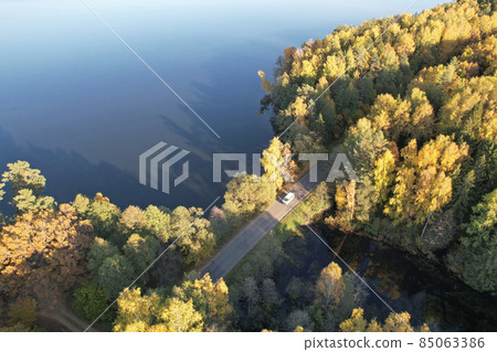 Bus move on rural road Bus move on rural road 85063386