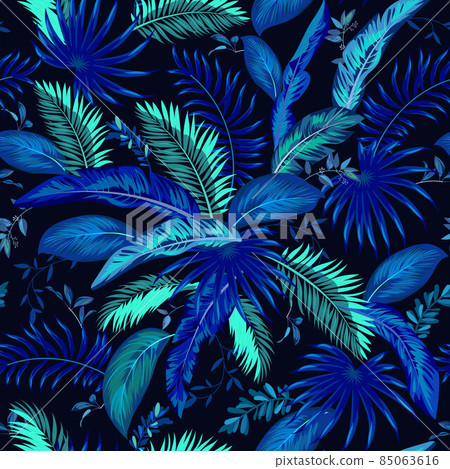 Seamless tropical motif with leaves 85063616