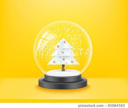 Transparent glass crystal ball with snow and... - Stock Illustration ...