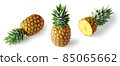 Pineaple in various angles isolated on white background 85065662