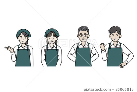 Supermarket clerk, store manager, part-time job, staff, work, men and women in aprons, smiling faces Supermarket clerk, store manager, part-time job, staff, work, men and women in aprons, smiling faces 85065813
