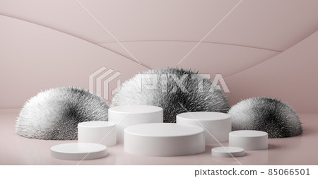 Pastel color beige seven product podium, design for cosmetics or product stand 85066501