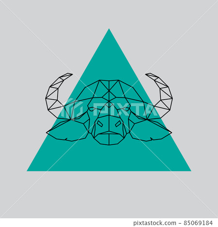 Buffalo head geometric lines silhouette. 85069184