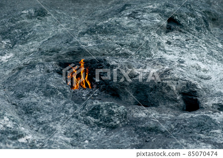 constantly burning fire at the place of a natural gas emission on Mount Chimaera (Yanartas), Turkey constantly burning fire at the place of a natural gas emission on Mount Chimaera (Yanartas), Turkey 85070474