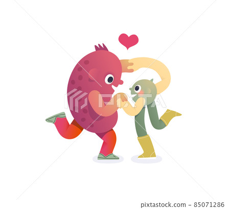 Perfect couple - flat vector illustration of perfect match Perfect couple - flat vector illustration of perfect match 85071286