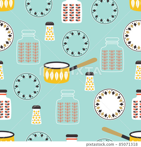 seamless pattern with kitchen utensils, vector illustration 85071318