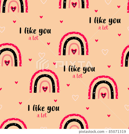seamless pattern for valentines day with rainbow 85071319