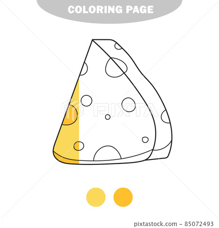 Simple coloring page. Coloring book page template with cheese. Vector Simple coloring page. Coloring book page template with cheese. Vector 85072493