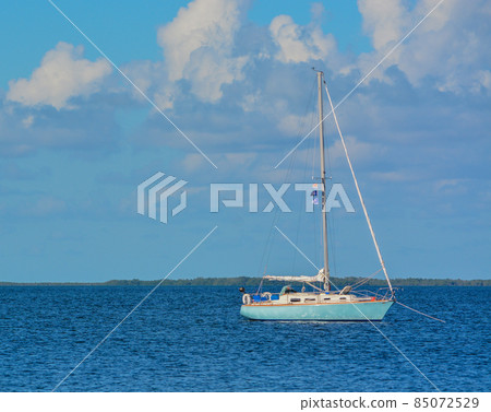 A Sail Boat on the Black Water Sound in the Florida Keys at Key Largo, Monroe County, Florida A Sail Boat on the Black Water Sound in the Florida Keys at Key Largo, Monroe County, Florida 85072529