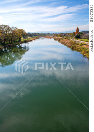 Iruma River Autumn scenery View from Toyomizu Bridge Upstream 85073583