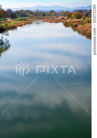 Iruma River Autumn scenery View from Toyomizu Bridge Upstream 85073584
