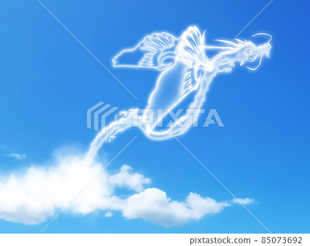 Illustration of a dragon flapping in the sky 85073692
