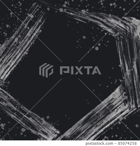 銀色淡字五邊形和飛濺方形深色抽象橫幅黑色背景日式畫筆空間 85074258