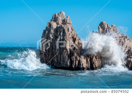 sea coastal cliffs on a windy sunny day sea coastal cliffs on a windy sunny day 85074502