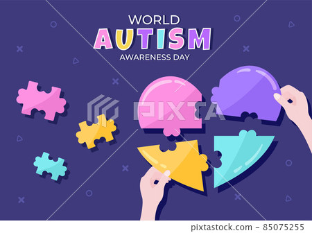 World Autism Awareness Day with Hand of Puzzle Pieces Suitable for Greeting Card, Poster or Banner in Flat Design Illustrations World Autism Awareness Day with Hand of Puzzle Pieces Suitable for Greeting Card, Poster or Banner in Flat Design Illustrations 85075255
