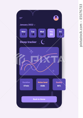 electronic smart watch app tracker on smartphone screen quality and quantity sleep control concept 85076783
