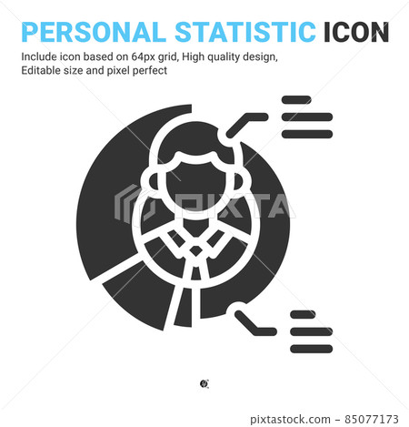Personal statistic icon vector with glyph style isolated on white background. Vector illustration employee sign symbol icon concept for business, finance, industry, company, apps and project 85077173