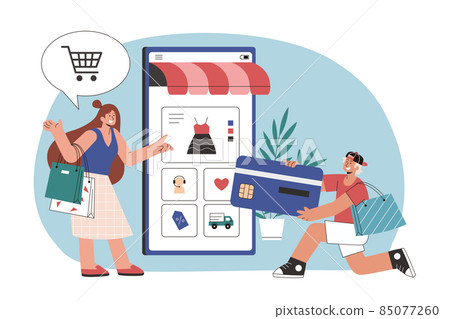 Man pays for woman with credit card Man pays for woman with credit card 85077260