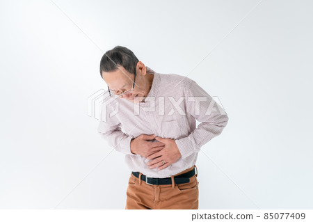 Senior man stomachache Senior man stomachache 85077409