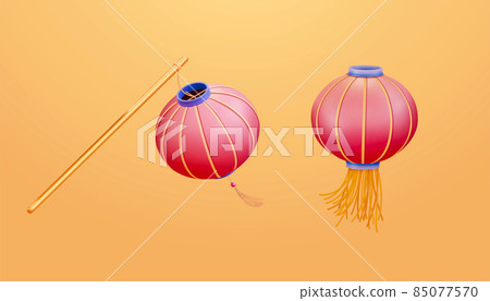 3D rendering Chinese lanterns 85077570