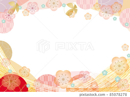 Japanese-style background of plum blossoms and tint block Japanese-style background of plum blossoms and tint block 85078278