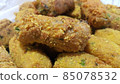 Spicy and delicious fried croquettes with a closeup perspective view 85078532