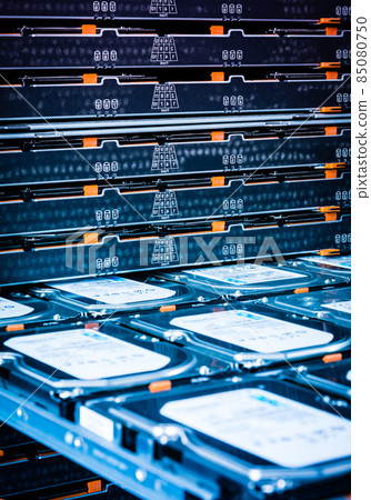 server cabinet with open hard disk cluster tray 85080750