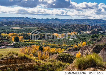 Landscape near Bacor Olivar at Embalse de Negratin reservoir lake in Spain 85081272